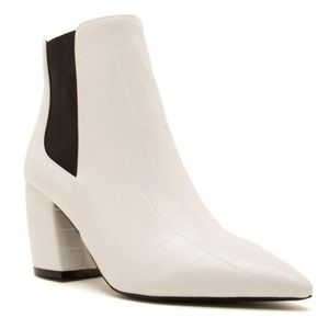 White Faux Crocodile Chelsea Bootie